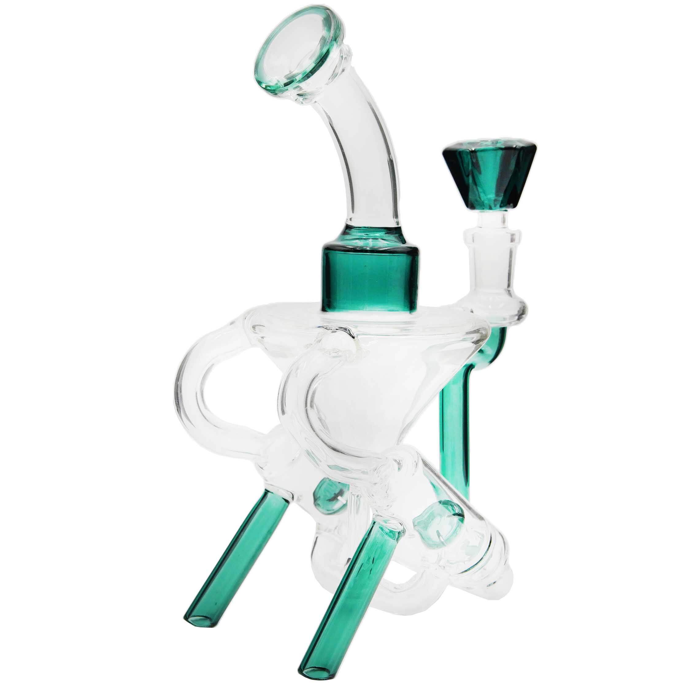 Full Color Cone Shaped Recycler Bent Neck Waterpipe (3933) | 8 inch | Assorted Colors product image